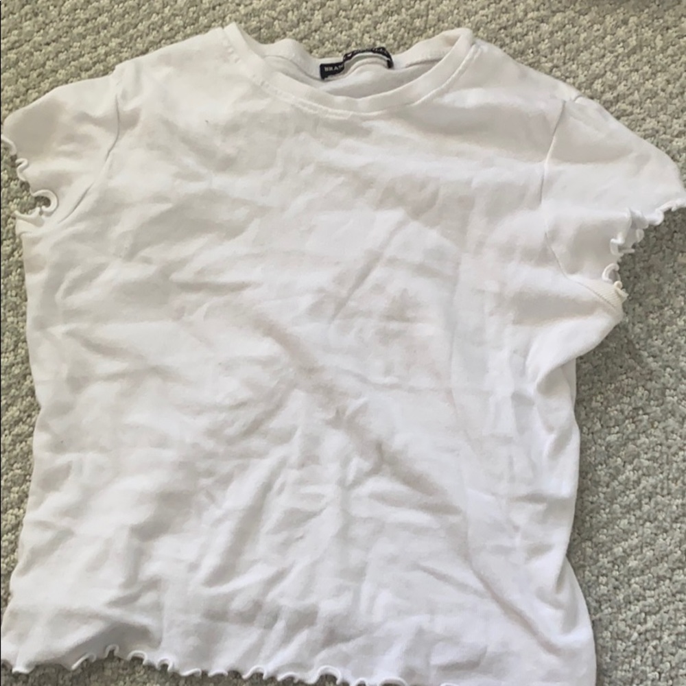 brandy melville lettuce edge white crop top